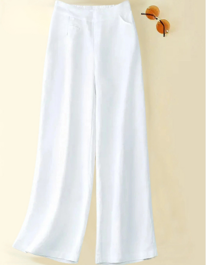 LANA - COTTON LINEN HIGH-WAIST TROUSERS