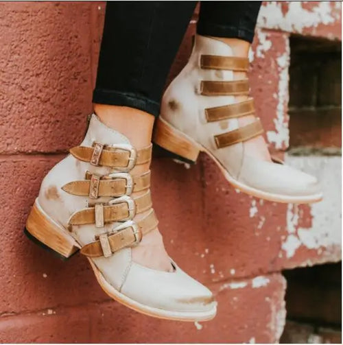 Melanie | Classic Leather Heels with Buckle