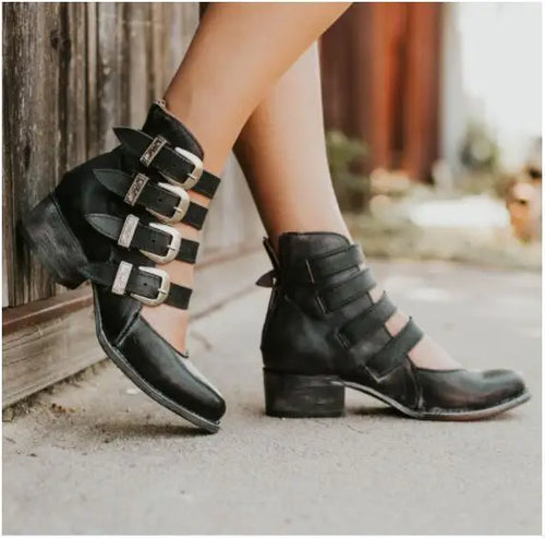 Melanie | Classic Leather Heels with Buckle