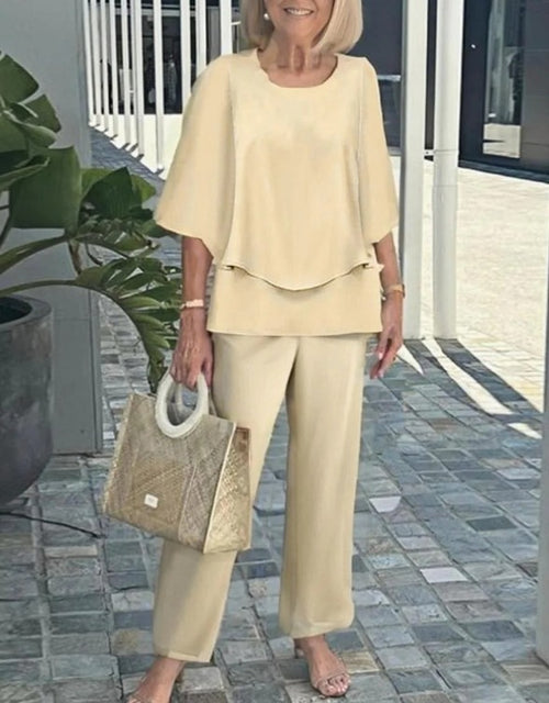 Lunvra Grey Round Neck Two Piece Set