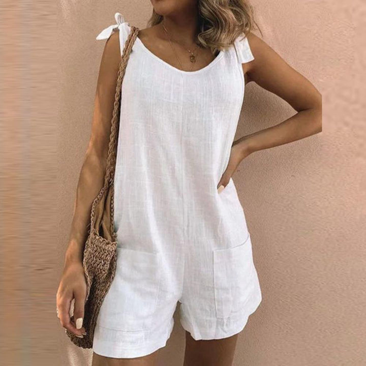 Addison - Jumpsuit with Bow Shoulder Straps and Pockets