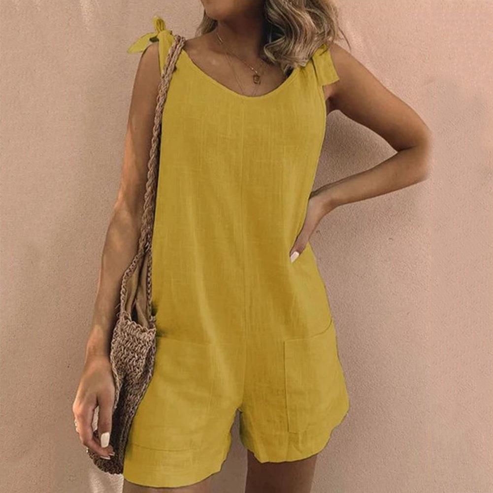 Addison - Jumpsuit with Bow Shoulder Straps and Pockets