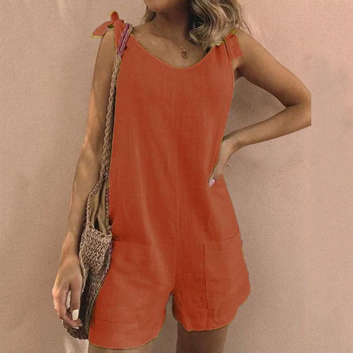 Addison - Jumpsuit with Bow Shoulder Straps and Pockets