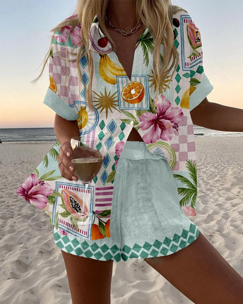 Maevin™ | Fruit Print Short Set