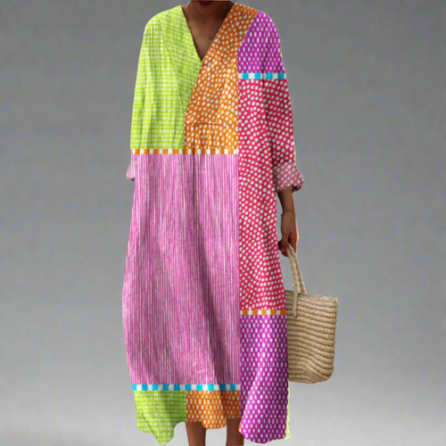 Ruby | Polka Dot Patchwork Maxi Dress