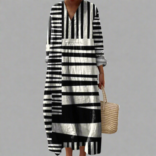 Lydia | Striped Monochrome Flow Maxi Dress