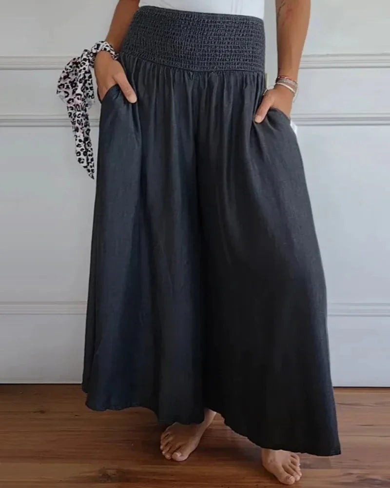 ZARA - DRAWSTRING WIDE-LEG COTTON TROUSERS