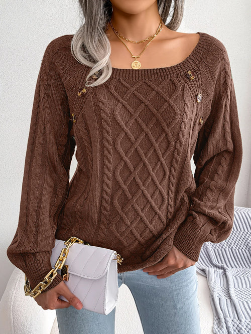 Daphne – Women’s Casual Square Collar Knitted Pullover Sweater