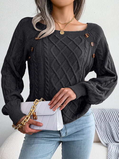 Daphne – Women’s Casual Square Collar Knitted Pullover Sweater