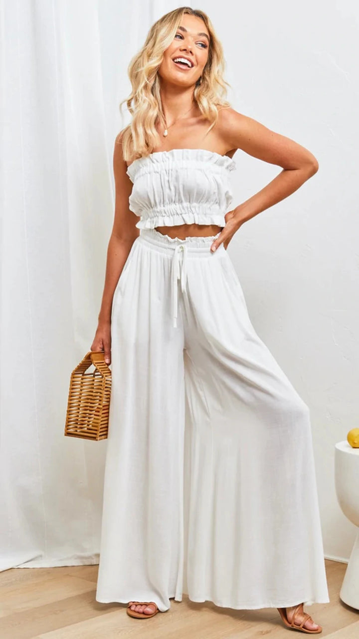 ARIA - WIDE LEG ELASTIC WAIST PANTS