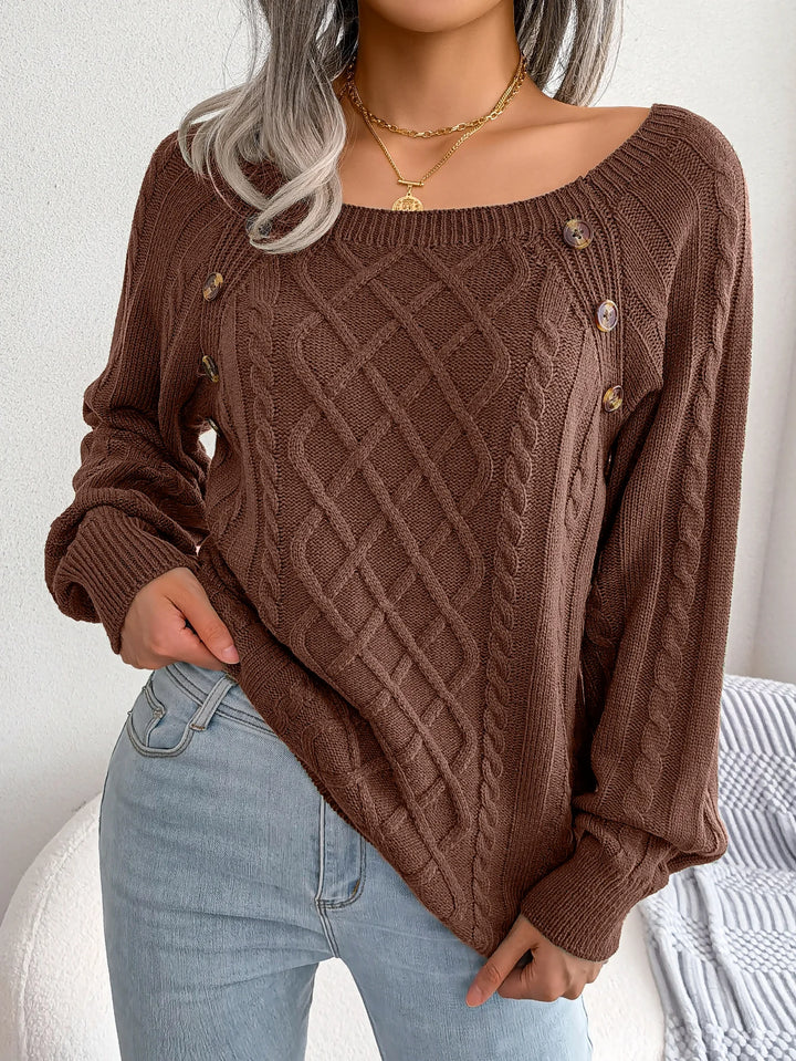 Daphne – Women’s Casual Square Collar Knitted Pullover Sweater
