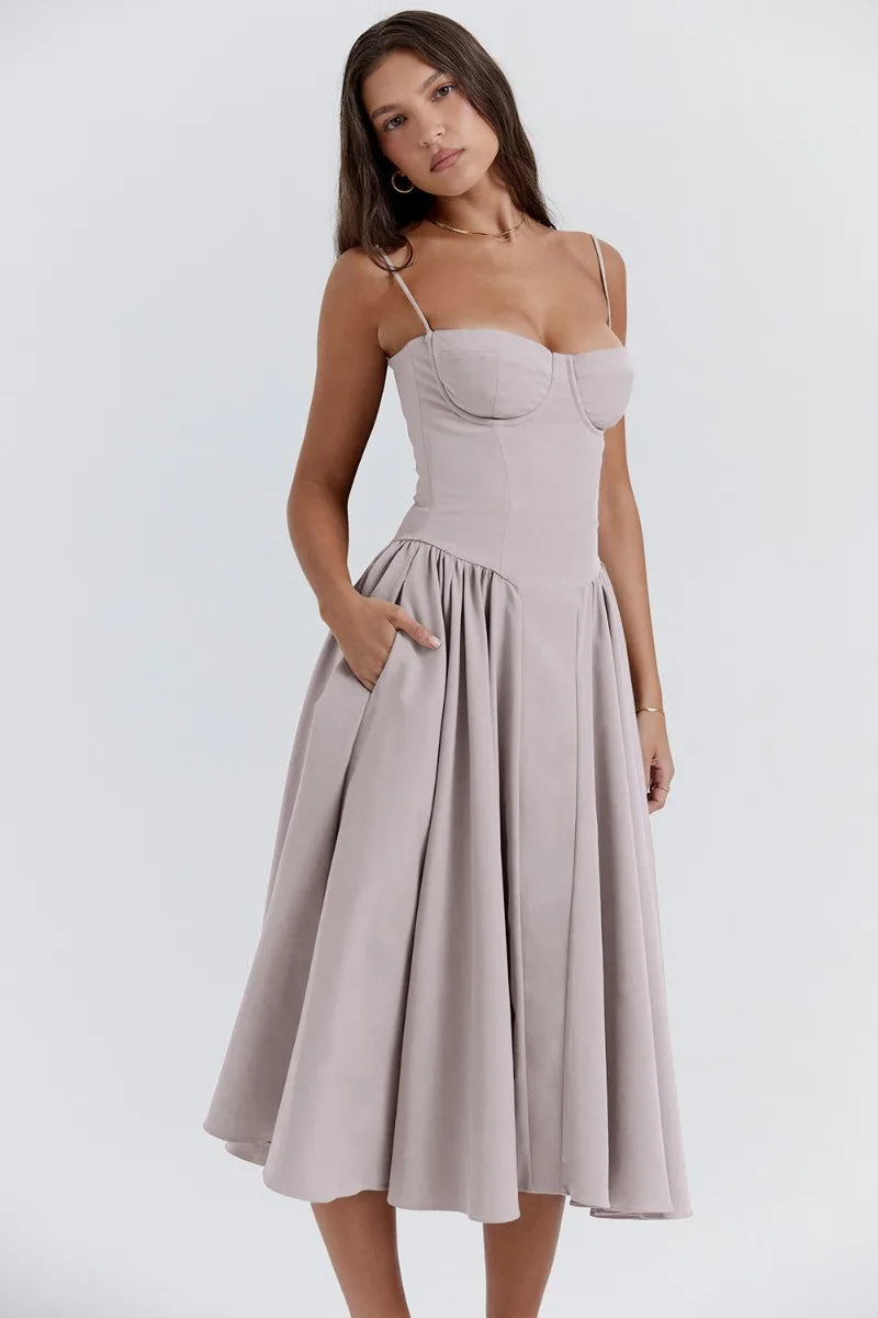 Sleeveless Midi Dress with Corset Fit – Attractive Fit