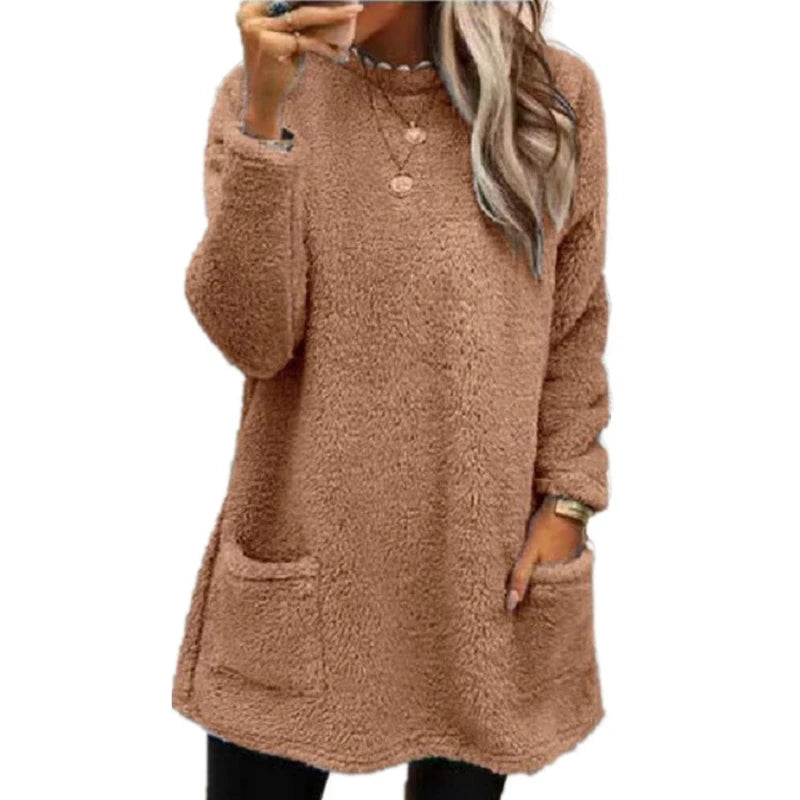 Camille – Women’s Casual Smile Pocket Hooded Sweatshirt