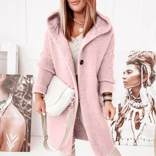 Theresa – Women’s Solid Button Hoodie Cardigan Sweater