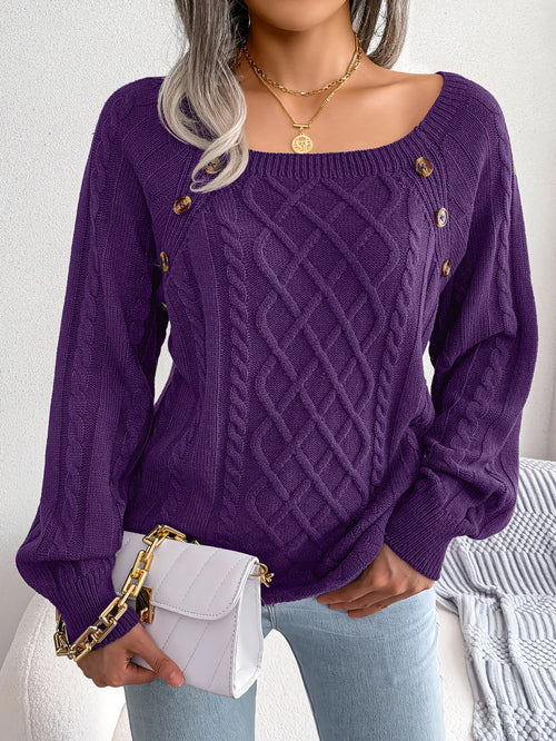 Daphne – Women’s Casual Square Collar Knitted Pullover Sweater