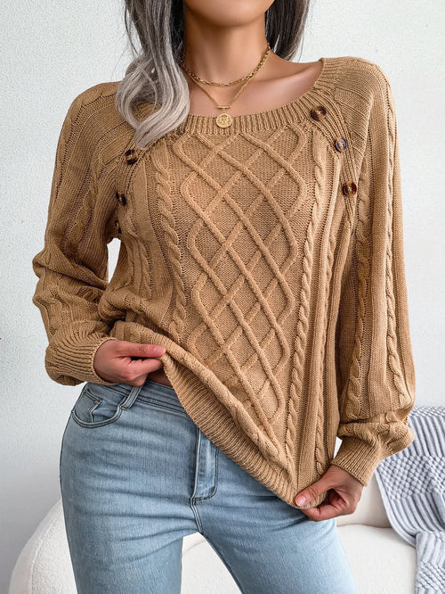 Daphne – Women’s Casual Square Collar Knitted Pullover Sweater