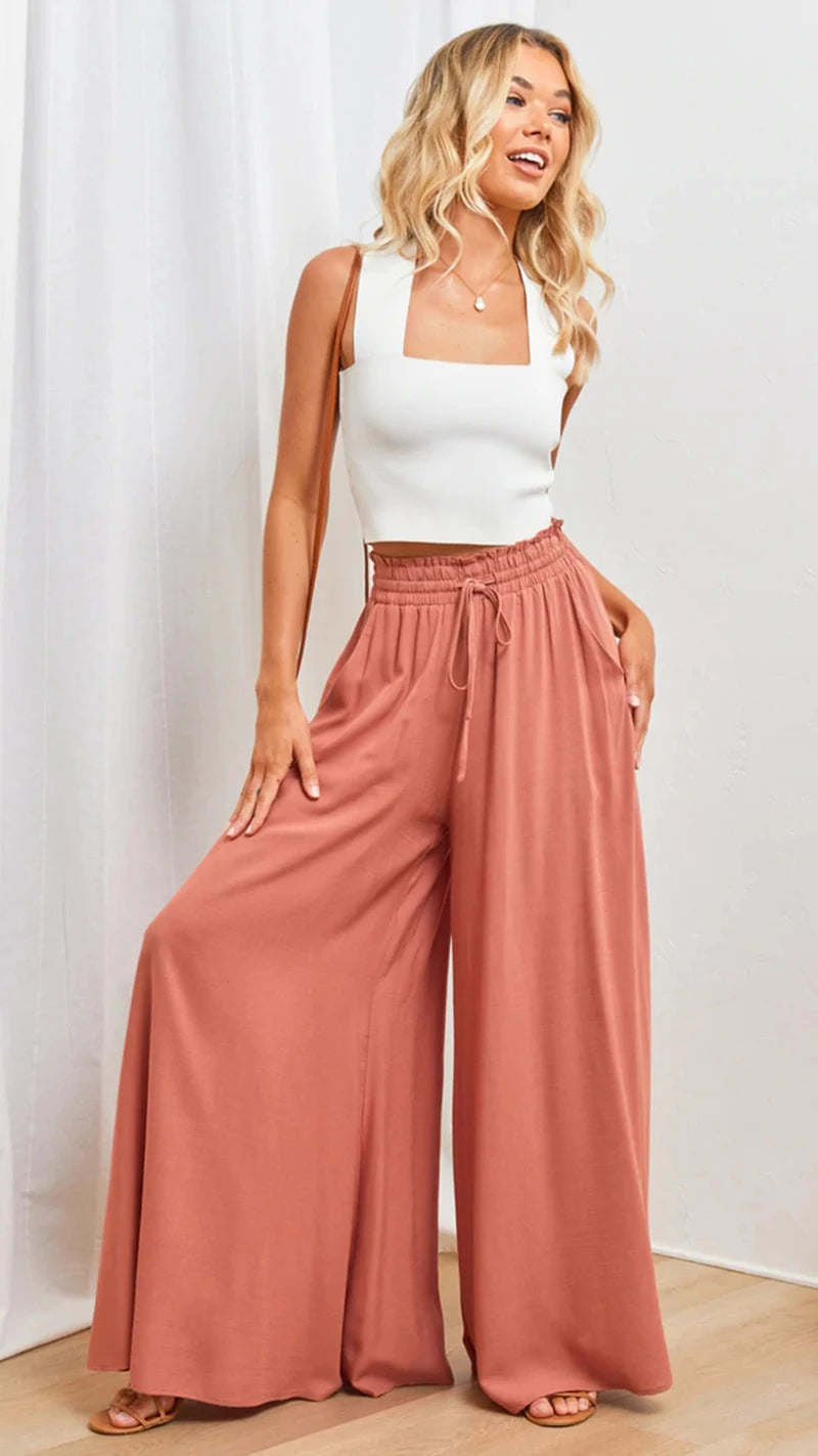 ARIA - WIDE LEG ELASTIC WAIST PANTS