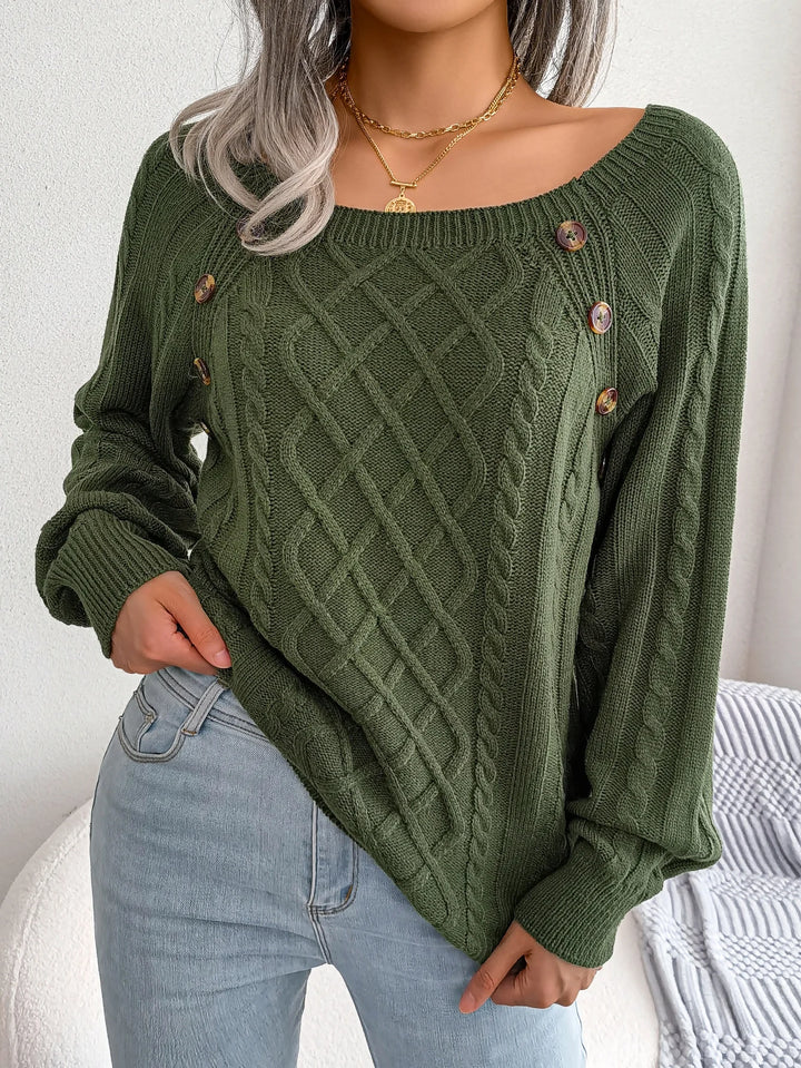 Daphne – Women’s Casual Square Collar Knitted Pullover Sweater