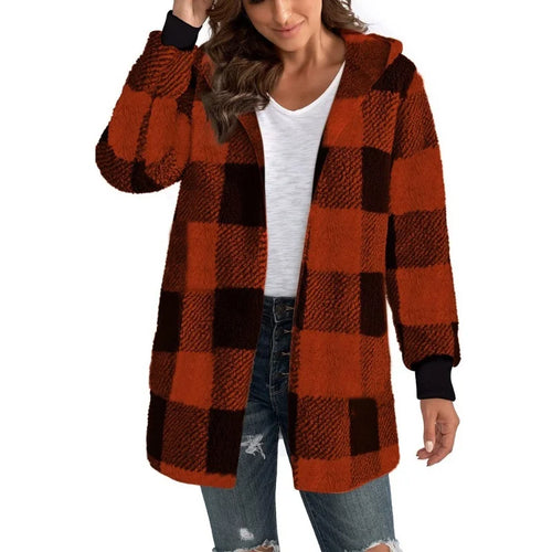 Rowena – Women’s Plaid Fleece Hooded Jacket
