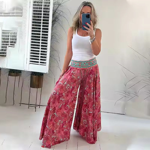 MIRA - BOHO PRINT WIDE LEG TROUSERS