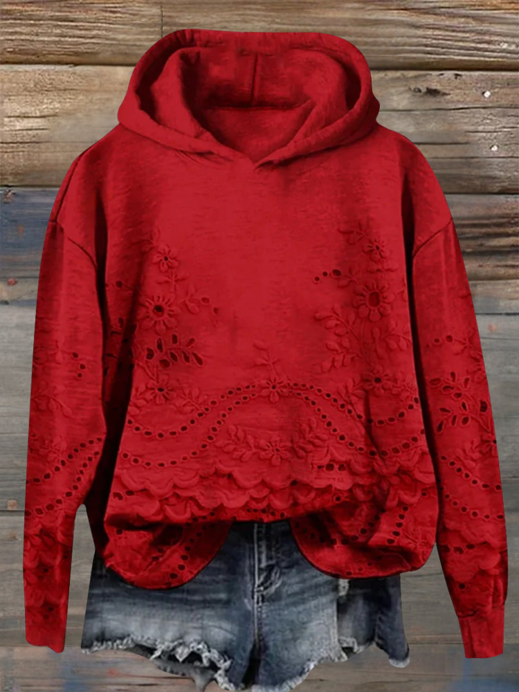 SACHZNA | Hoodie with Floral Embroidery