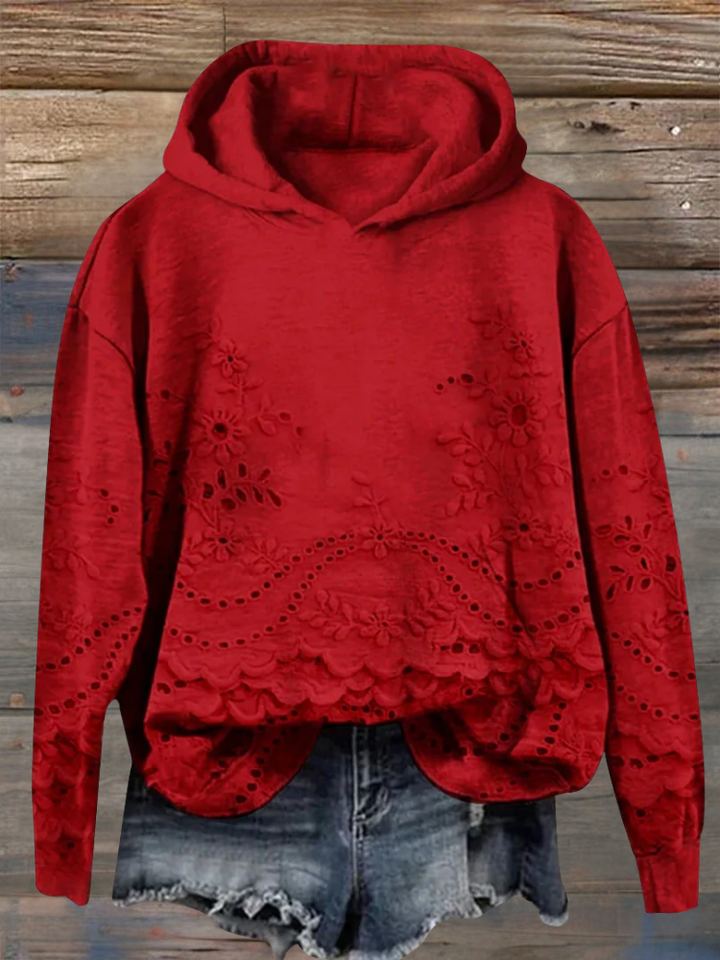 SACHZNA | Hoodie with Floral Embroidery