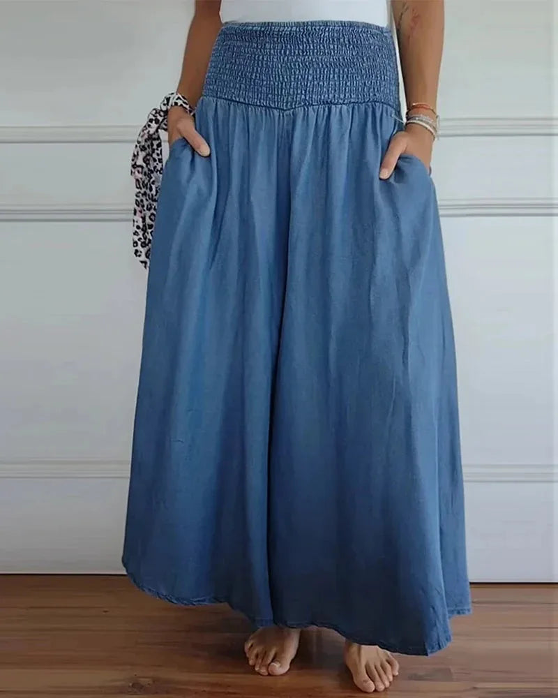 ZARA - DRAWSTRING WIDE-LEG COTTON TROUSERS