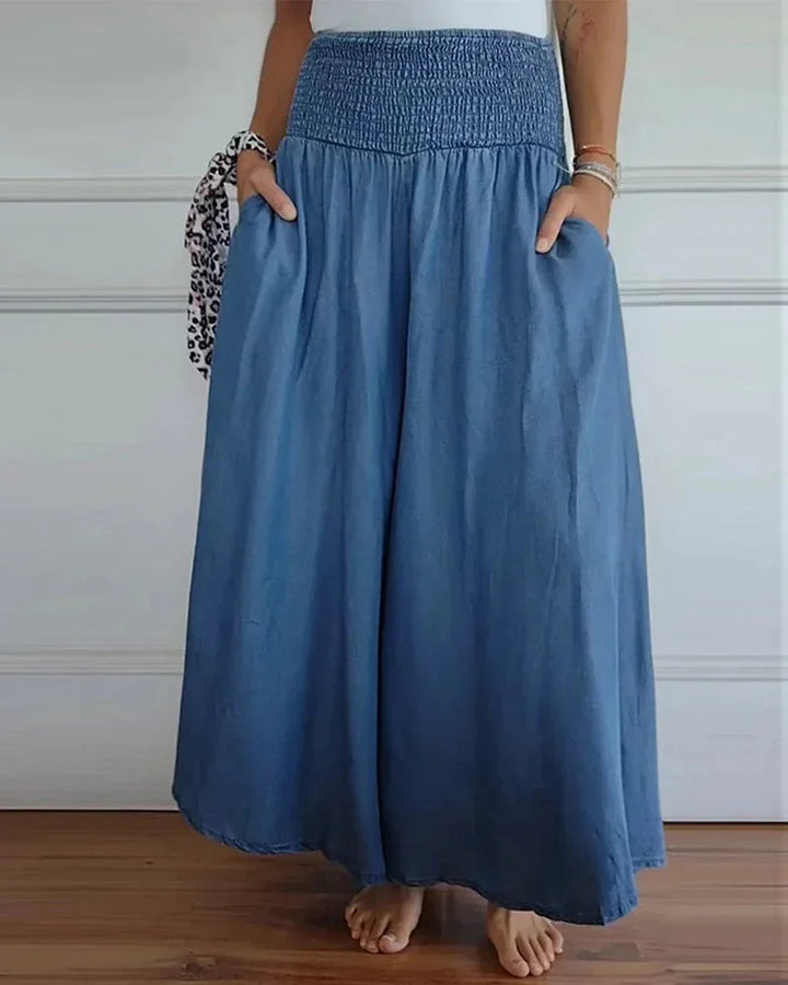 ZARA - DRAWSTRING WIDE-LEG COTTON TROUSERS