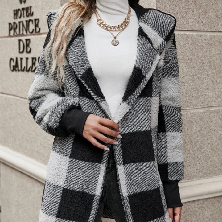 Rowena – Women’s Plaid Fleece Hooded Jacket