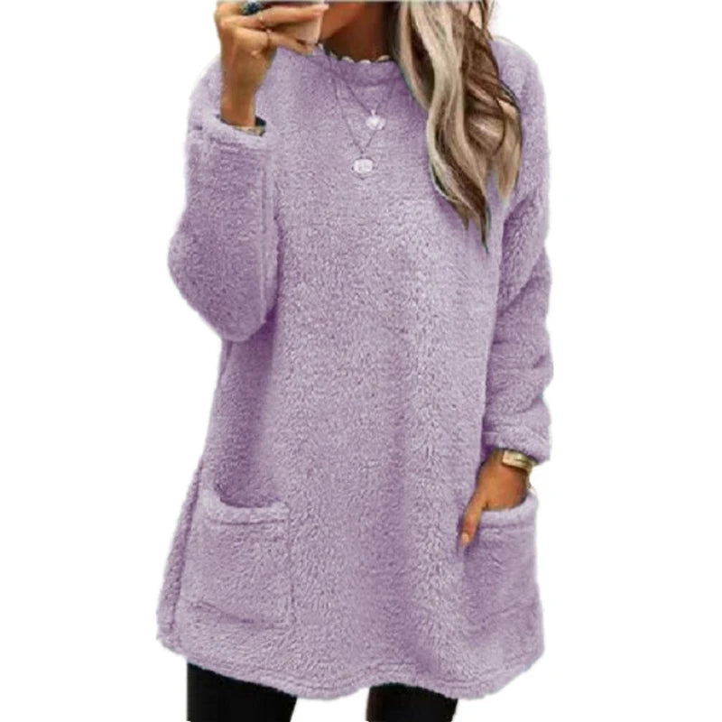Camille – Women’s Casual Smile Pocket Hooded Sweatshirt