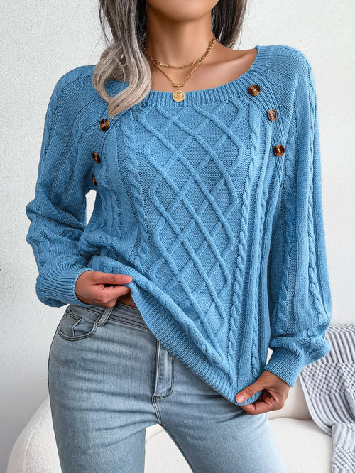 Daphne – Women’s Casual Square Collar Knitted Pullover Sweater