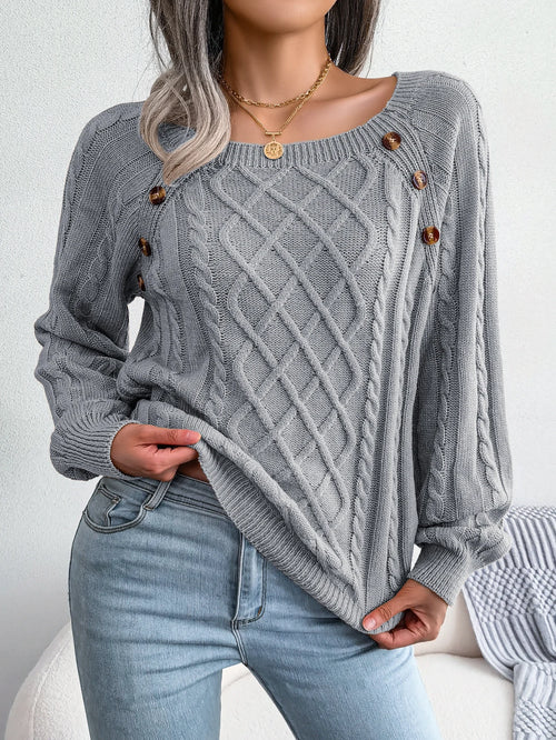 Daphne – Women’s Casual Square Collar Knitted Pullover Sweater