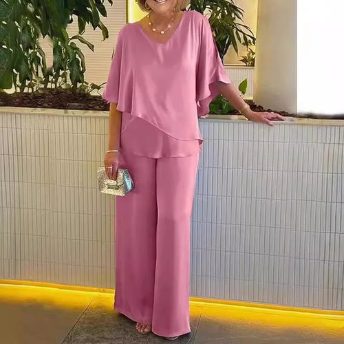 NIA – V-NECK IRREGULAR HEM LOUNGE SET