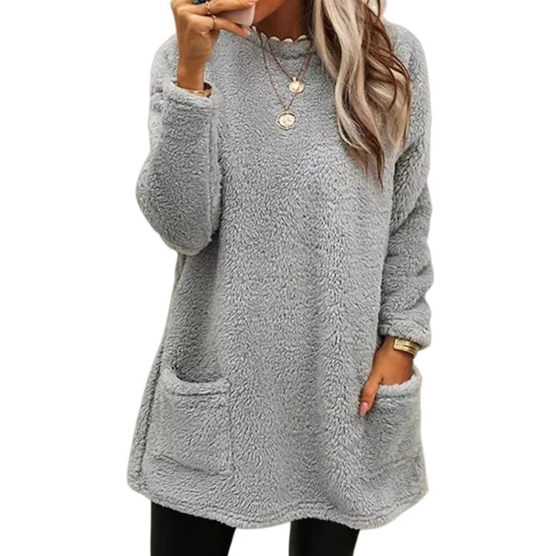 Camille – Women’s Casual Smile Pocket Hooded Sweatshirt