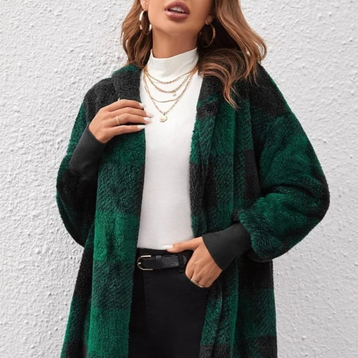 Rowena – Women’s Plaid Fleece Hooded Jacket