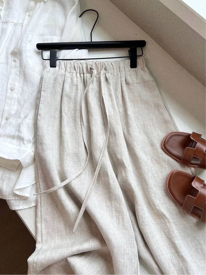 AYLA – HIGH-WAIST LINEN STRAIGHT TROUSERS
