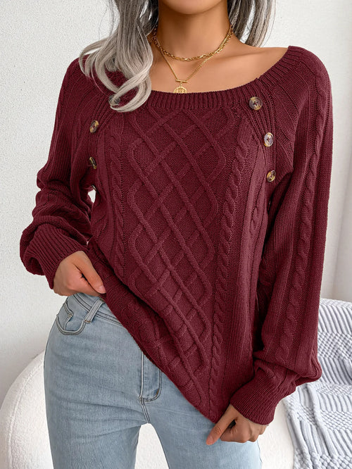 Daphne – Women’s Casual Square Collar Knitted Pullover Sweater
