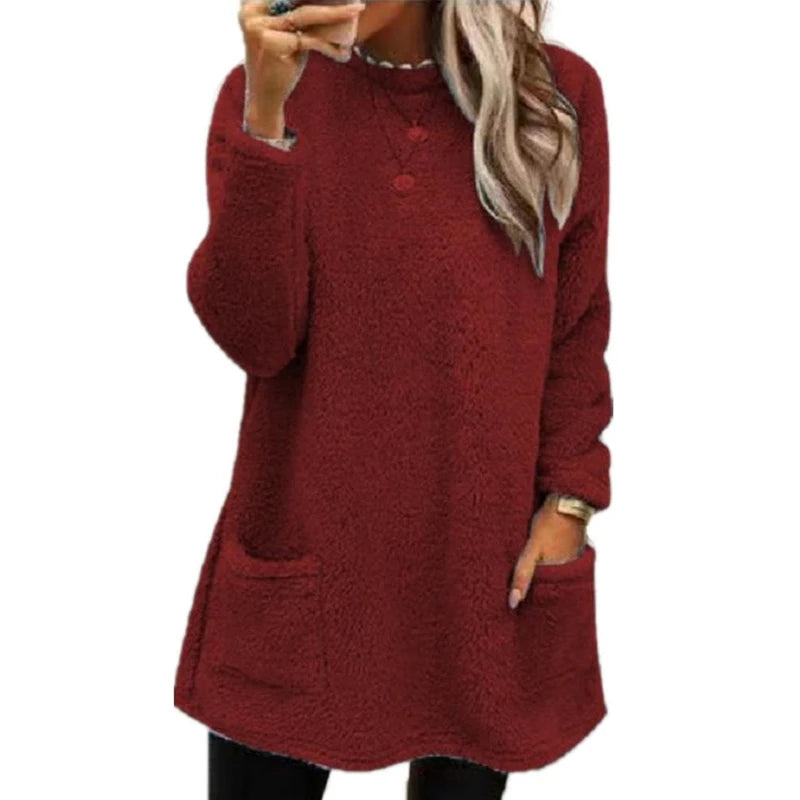 Camille – Women’s Casual Smile Pocket Hooded Sweatshirt