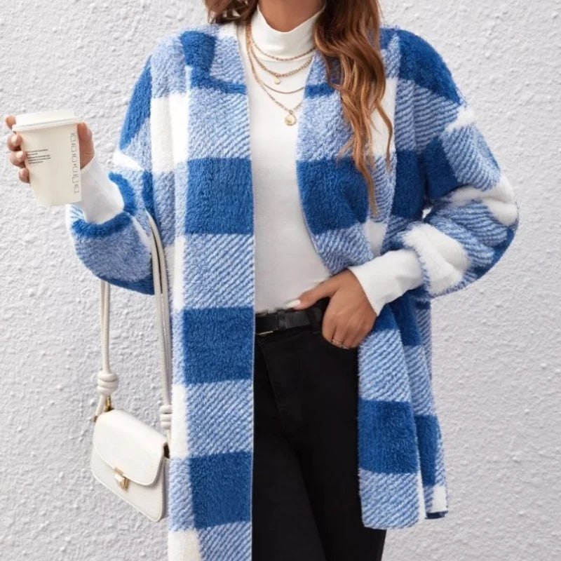 Rowena – Women’s Plaid Fleece Hooded Jacket