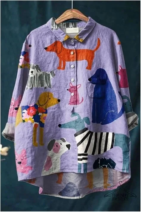 Sofia® | Playful Dog Print Casual Shirt