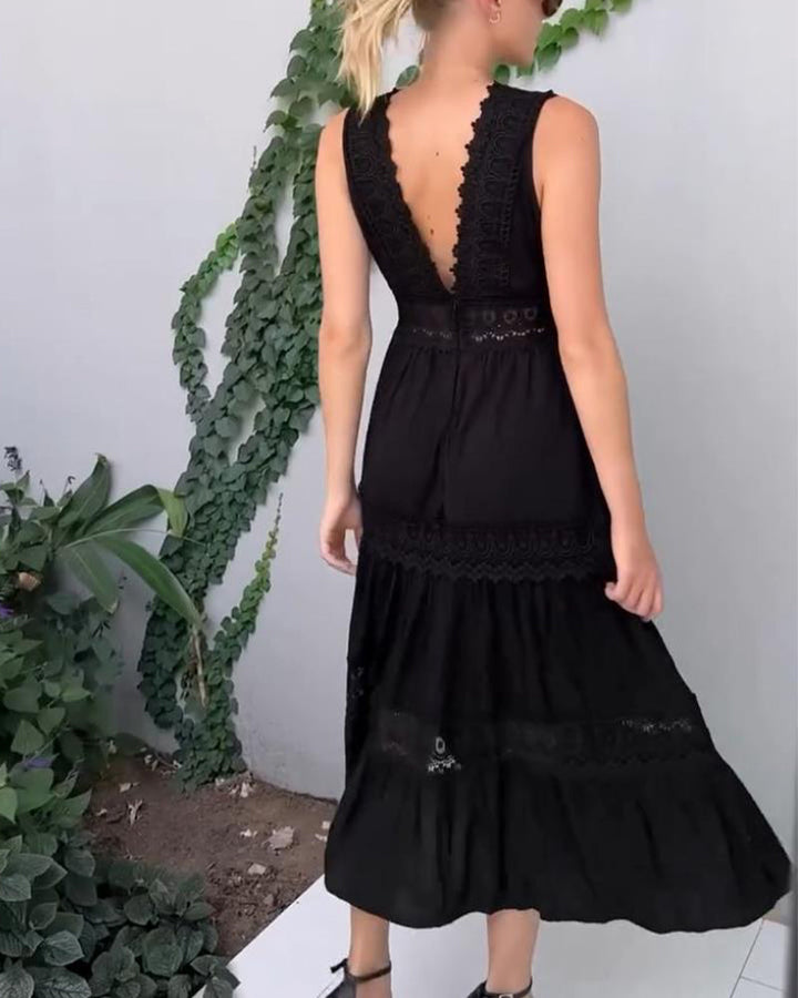 Charlotte - Handmade Lace Dress with V-Neck