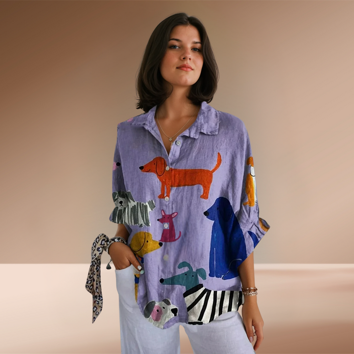 Sofia® | Playful Dog Print Casual Shirt
