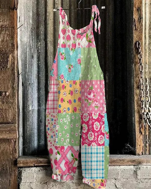 Bohemian Floral Jumpsuit - Fern Design