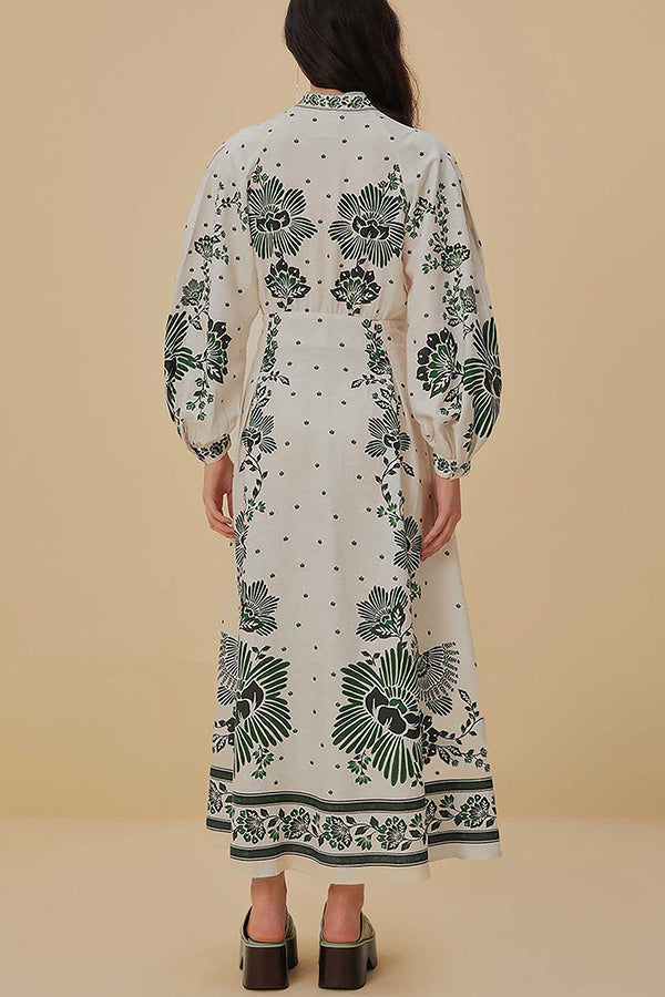 Celeste™ Unique Print Button-Down Maxi Dress