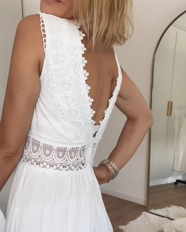 Charlotte - Handmade Lace Dress with V-Neck