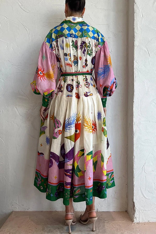 Retro French - Maxi print dress