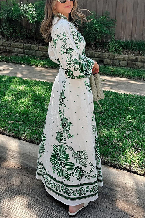 Celeste™ Unique Print Button-Down Maxi Dress
