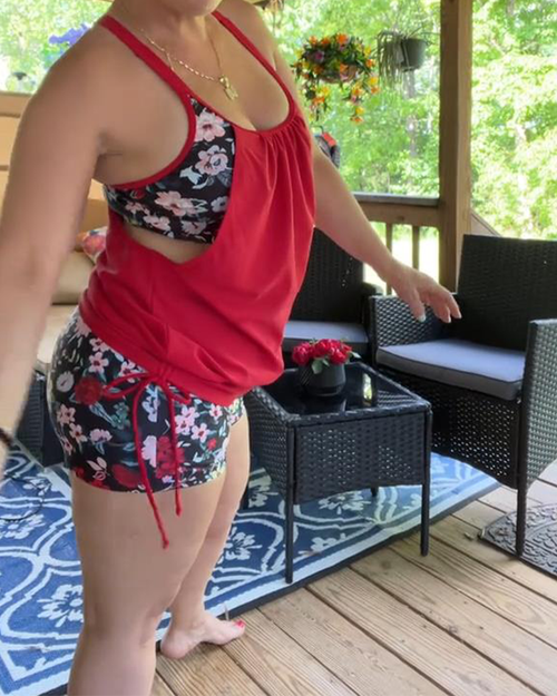 KAIA – STRAPPY PRINTED BOXER SWIMSUIT