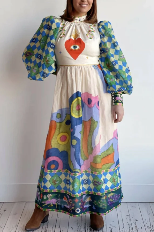 Dear to My Heart Lantern Sleeve Midi Dress
