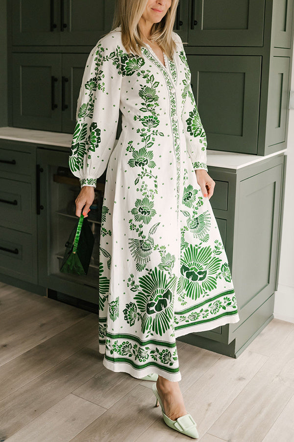 Celeste™ Unique Print Button-Down Maxi Dress
